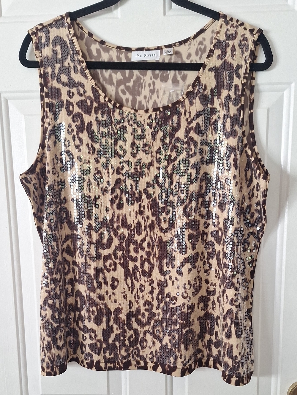 Joan Rivers Leopard Sequin Tank in Brown and Cream